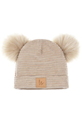 Pompom bear mutsje (light oak)