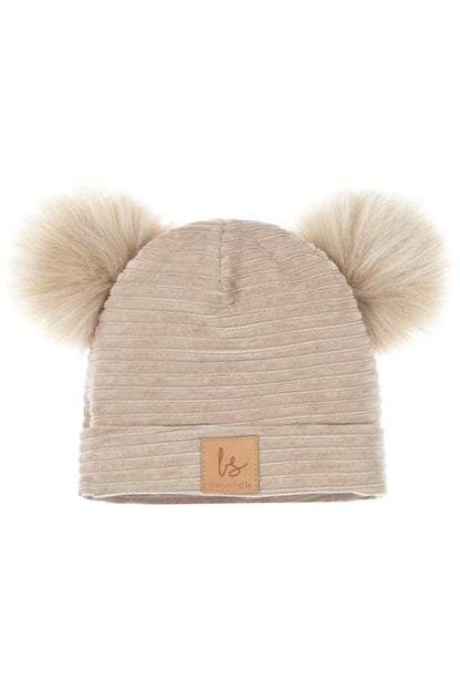 Pompom bear mutsje (light oak)
