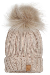 Pompom mutsje (sand)