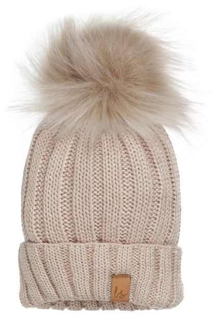 Pompom mutsje (sand)