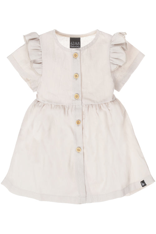 Ruffle button dress linnen sand (korte mouw)