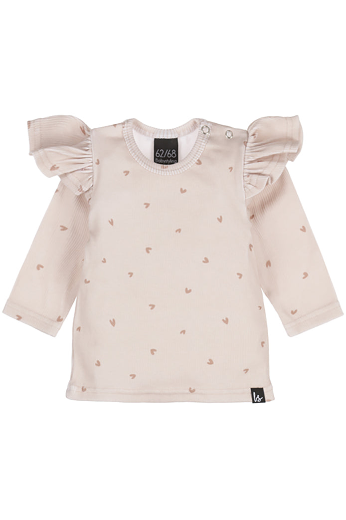Ruffle longsleeve hartjes rib (licht roze)
