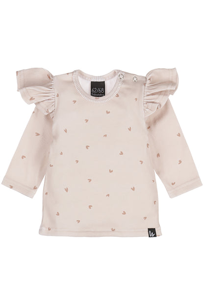Ruffle longsleeve hartjes rib (licht roze)