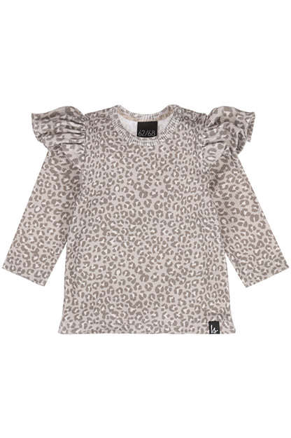 Ruffle longsleeve leopard spots rib