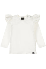Ruffle longsleeve rib ecru