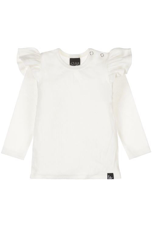 Ruffle longsleeve rib ecru