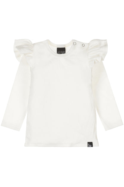 Ruffle longsleeve rib ecru