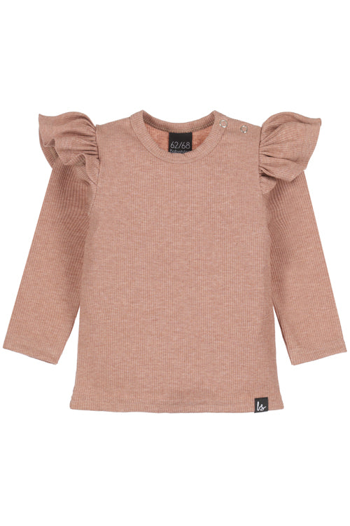 Ruffle longsleeve rib gemeleerd clay pink