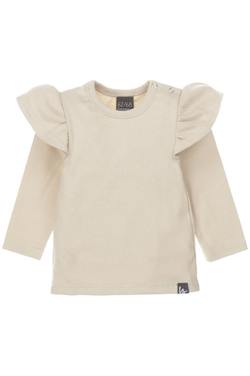 Ruffle longsleeve rib sand