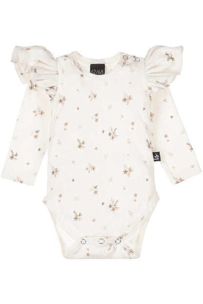 Ruffle romper rib karla offwhite/brown