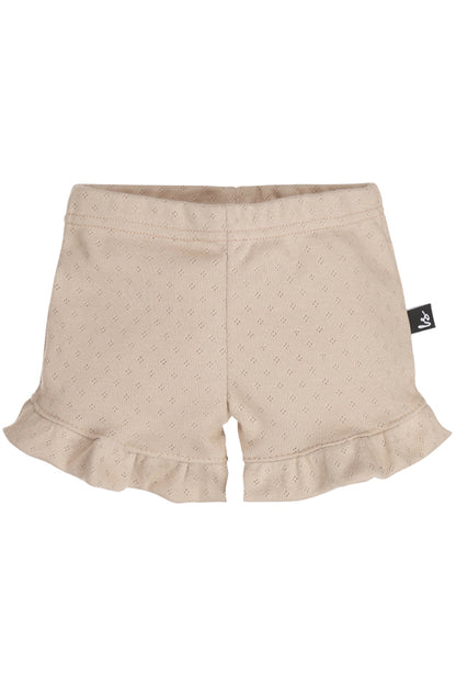 Ruffle short pointelle beige