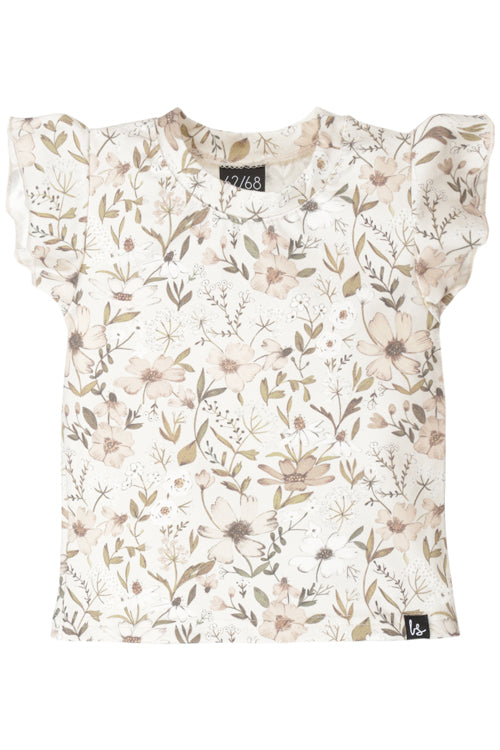 Vintage-T-Shirt mit Rüschenärmeln, Blüte