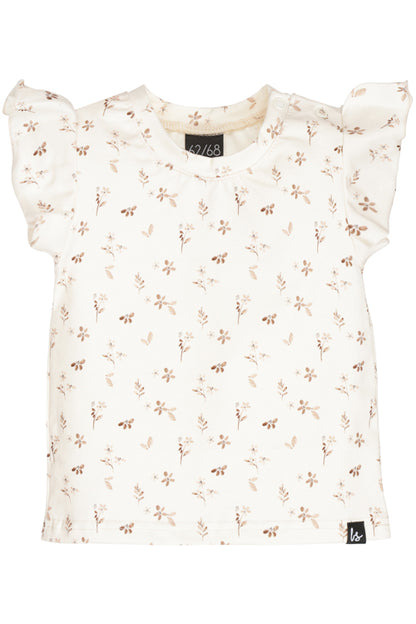Ruffle sleeves t-shirt flowering branch