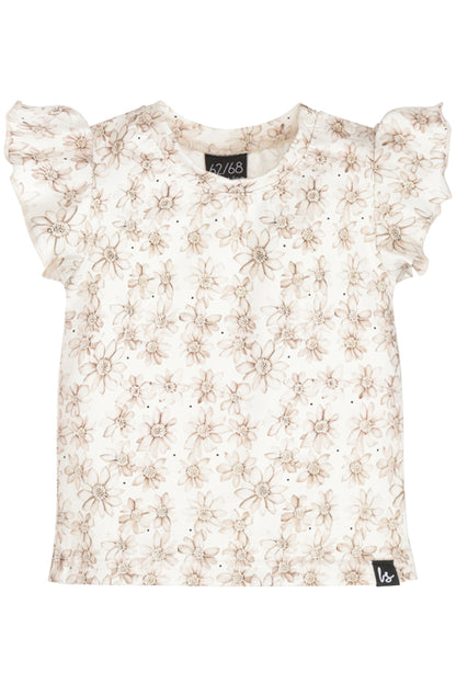 Ruffle sleeves t-shirt jasmine flower