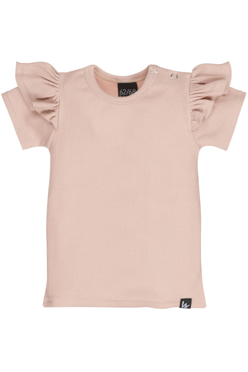 Ruffle t-shirt rib (roze) 122/128
