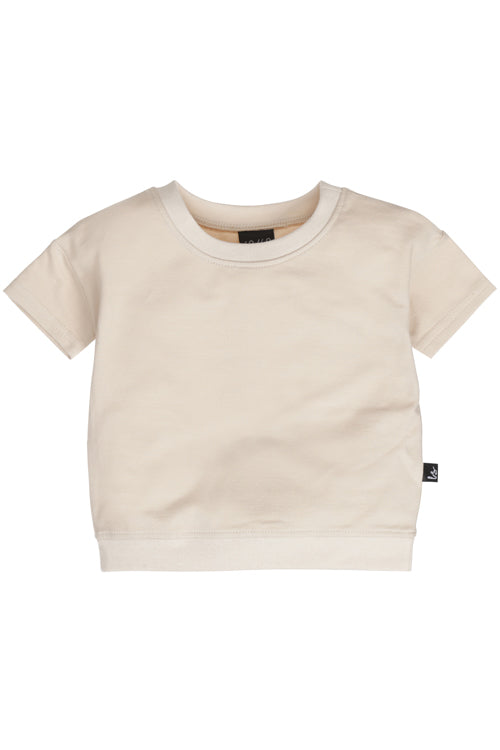 Locker geschnittenes T-Shirt in zartem Beige