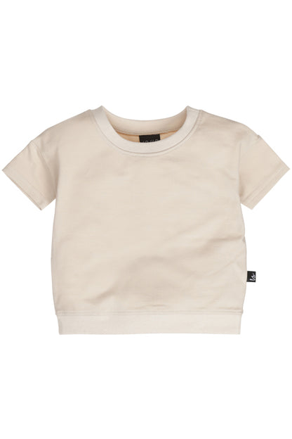 Locker geschnittenes T-Shirt in zartem Beige
