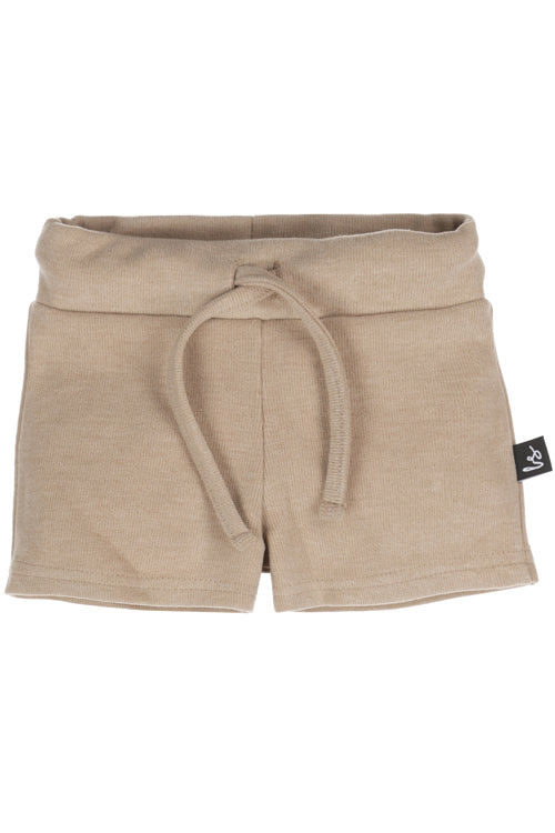 Rib jersey short gemeleerd sand