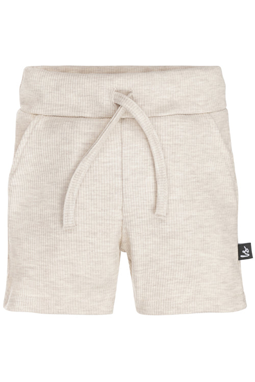 Shorts mit Taschen, geripptem Jersey, meliert, sandfarben