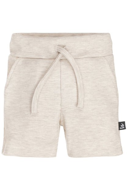 Shorts mit Taschen, geripptem Jersey, meliert, sandfarben