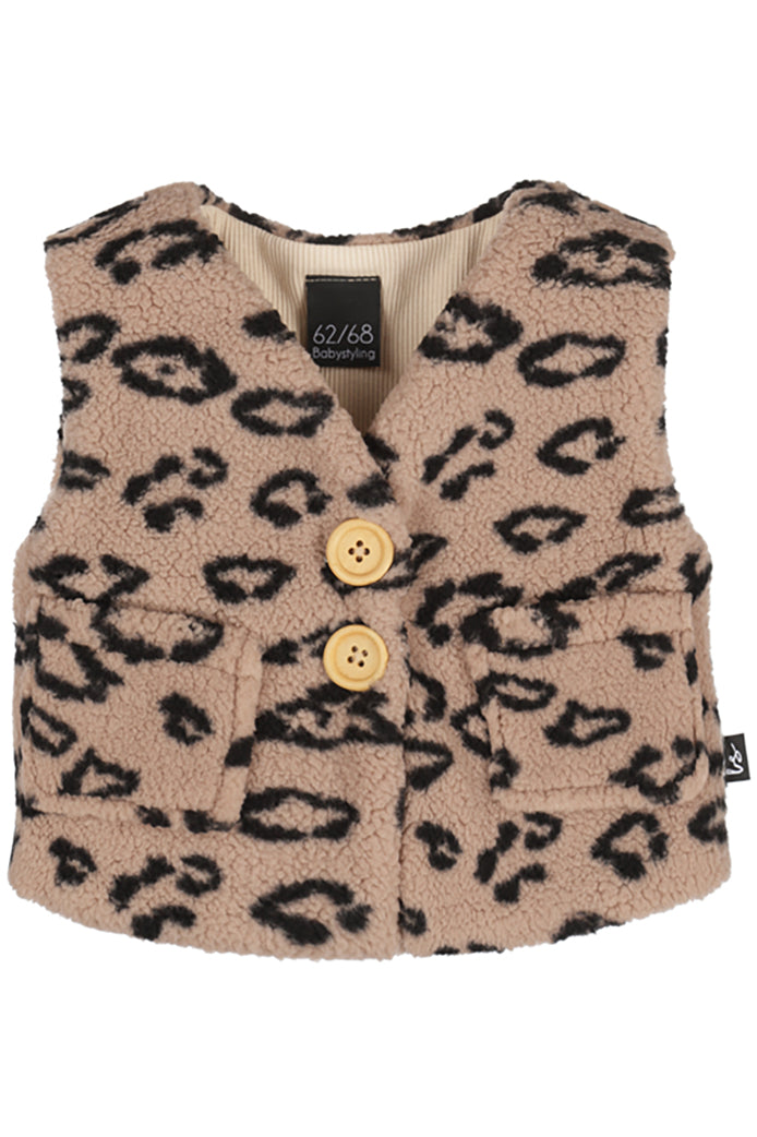 Bodywarmer teddy leopard