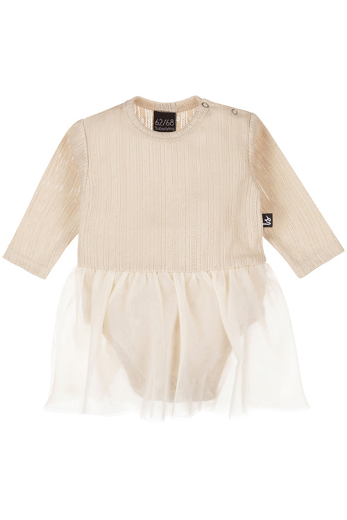 Tutu-Romper mit Lochmuster, beige