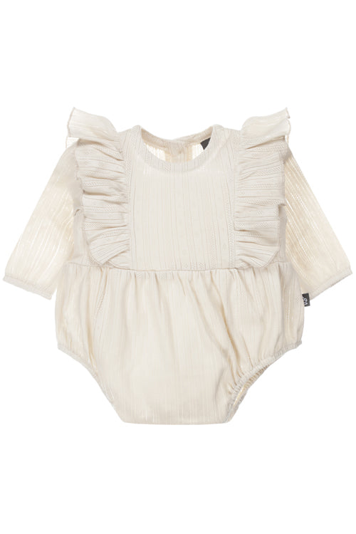 Vertical ruffle playsuit (sand) 110/116