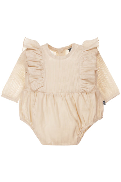 Vertical ruffle playsuit (sand) 122/128