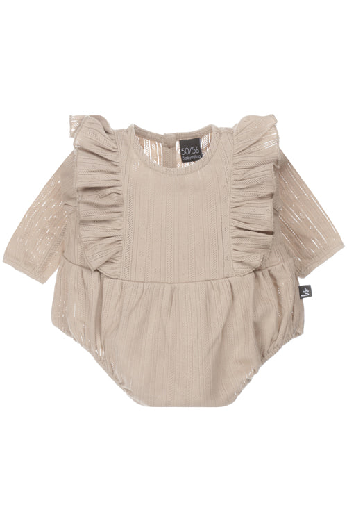 Vertical ruffle playsuit (warm beige) 122/128