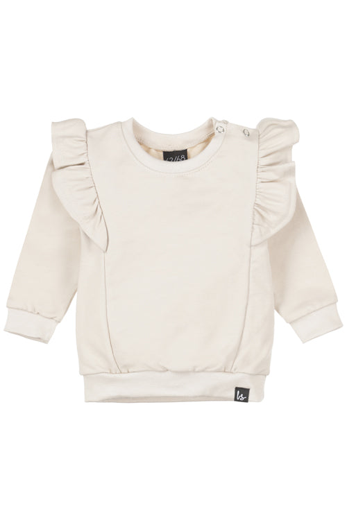 Vertical ruffle sweater sand