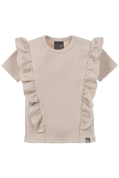 Vertical ruffle t-shirt rib sand