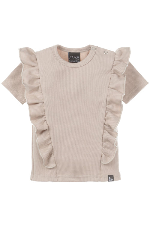 Vertical ruffle t-shirt rib sand 134/140