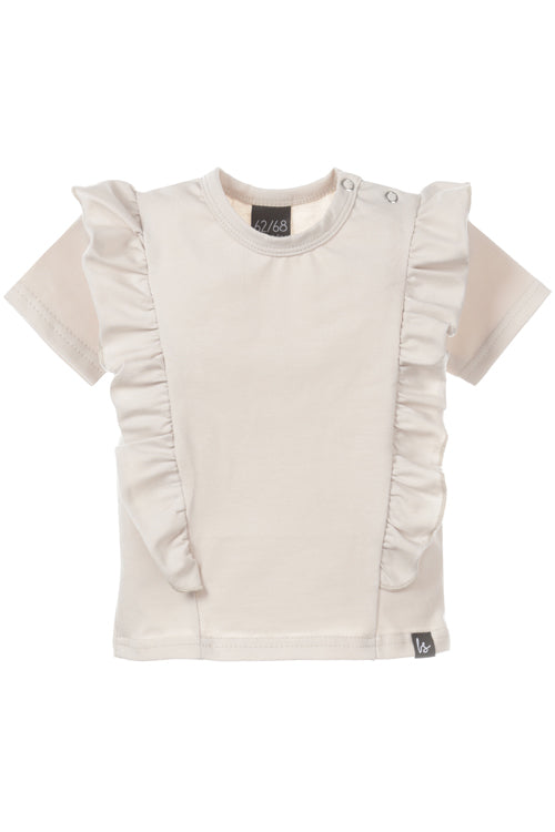 Vertical ruffle t-shirt sand