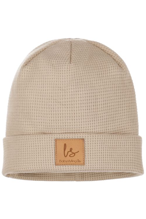 Wafel beanie beige newborn