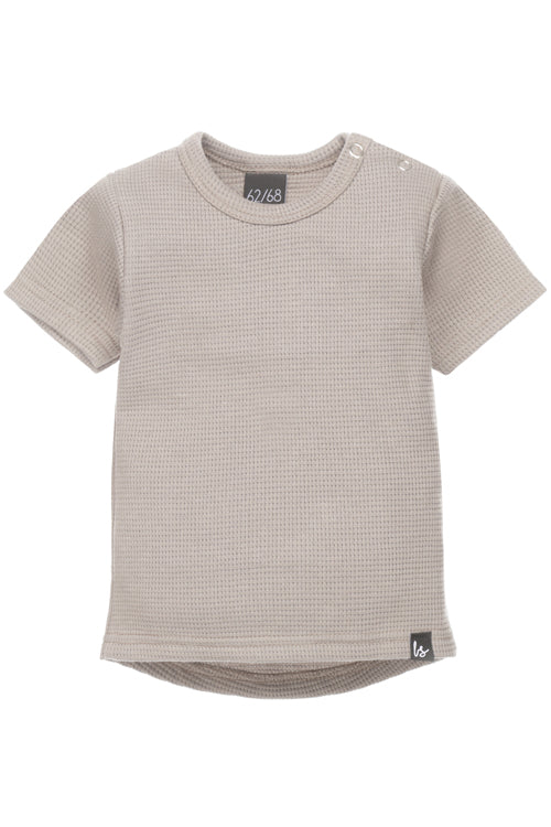 Waffel-T-Shirt (hellbraun) (abgerundeter Rücken) 122/128