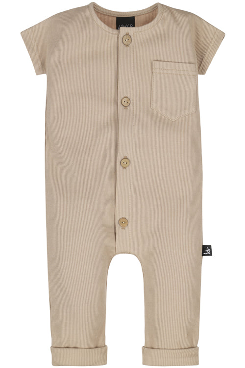 Sommerlicher Strampler mit Rippenmuster, beige
