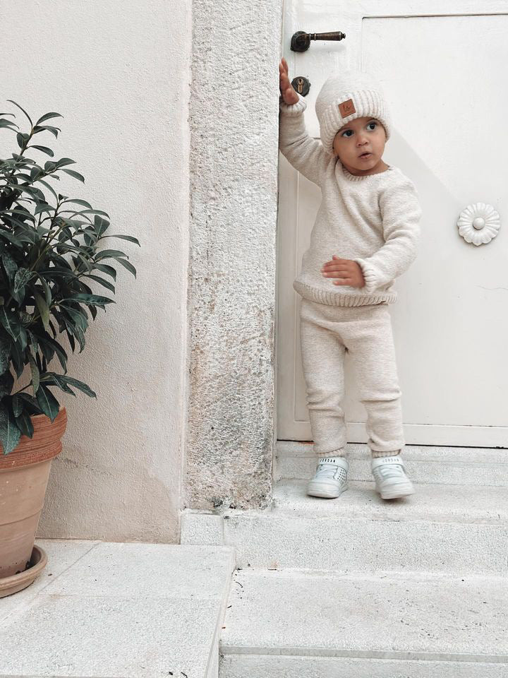 Boucle knitted pants sand