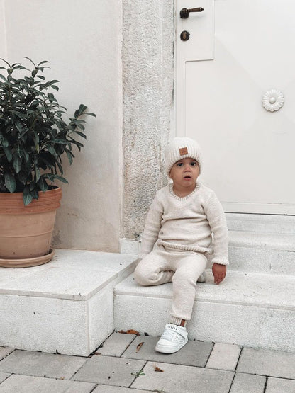 Boucle knitted pants sand