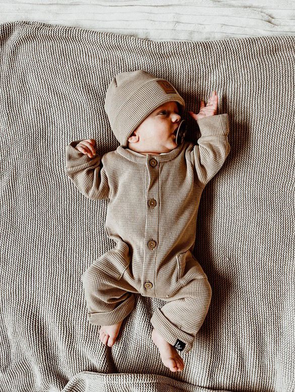 Wafel beanie beige newborn