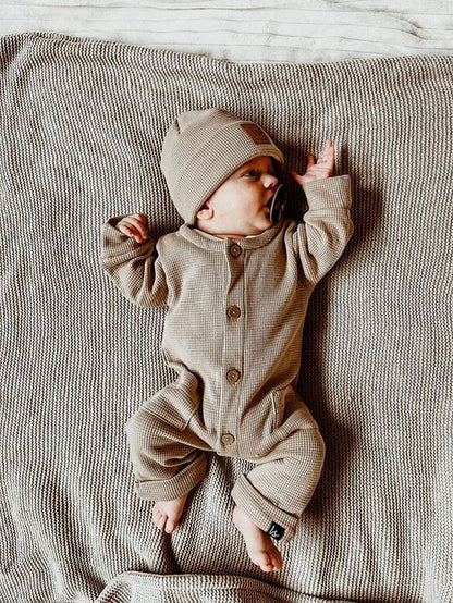 Wafel beanie beige newborn