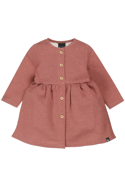 Ruffle button dress linnen sand 122/128