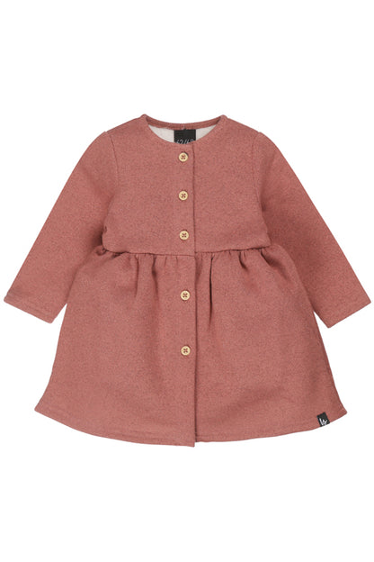 Ruffle button dress linnen sand 122/128