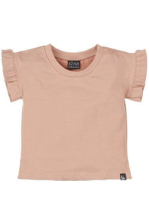 Rüschen-T-Shirt mit Schmetterlingsmotiv, altrosa