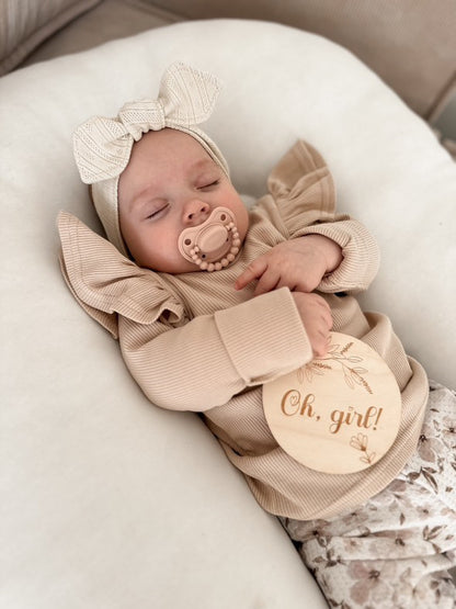 Ruffle longsleeve rib sand