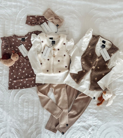 Bodywarmer flowers beige
