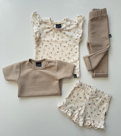 Ruffle sleeves t-shirt flowering branch