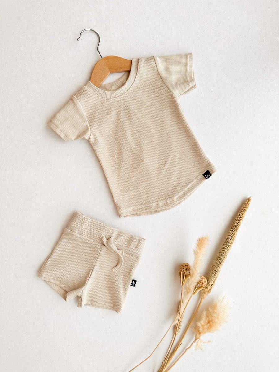 Rib jersey short sand