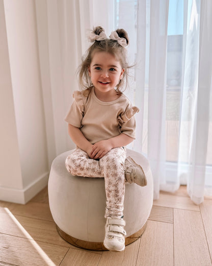 Vertical ruffle t-shirt rib sand