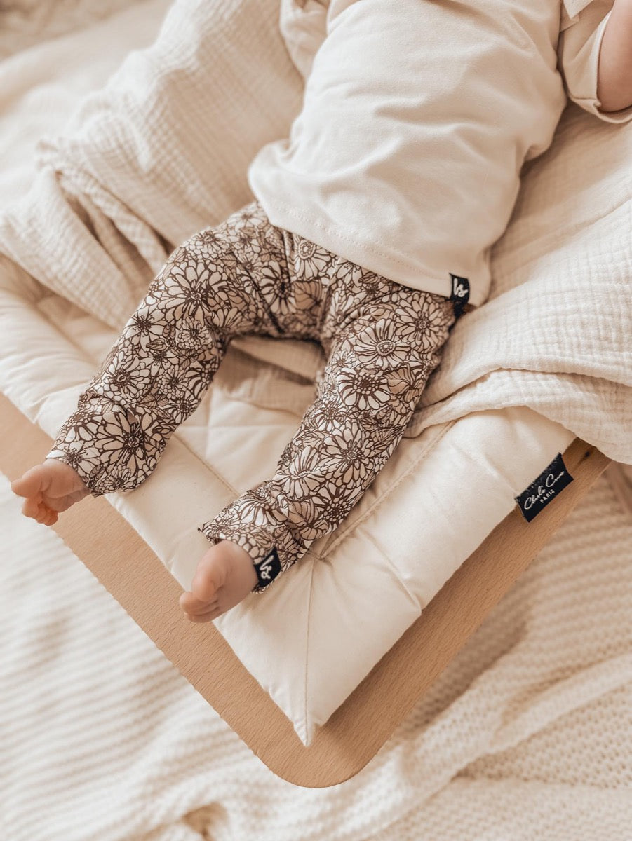 Legging retro flowers beige