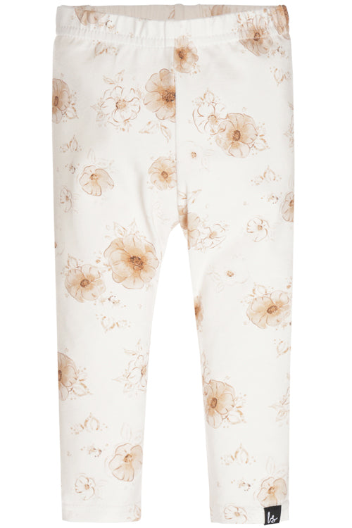 Leggings mit Rippenmuster, floralem Muster, braun-cremeweiß